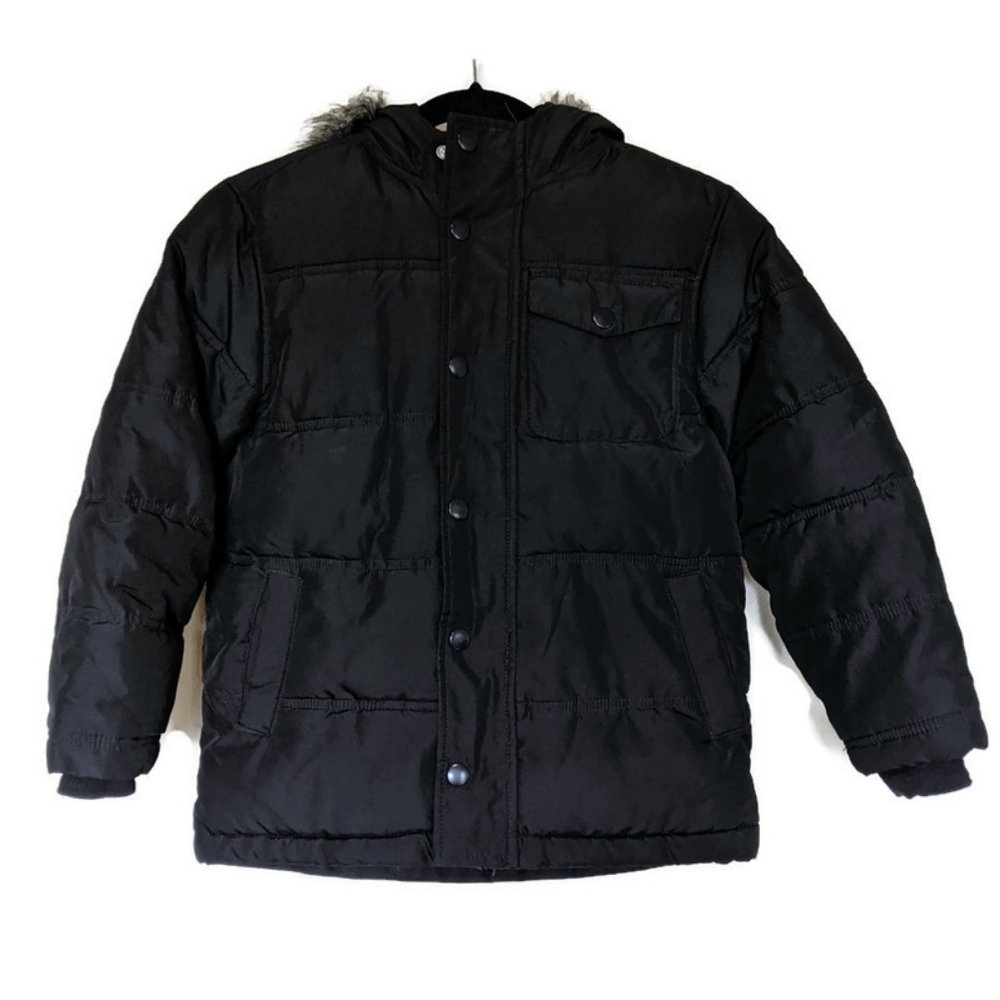 Children's Place Boys Puffer Jacket Faux Fur Hood